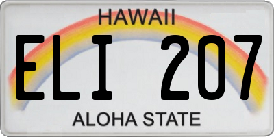 HI license plate ELI207