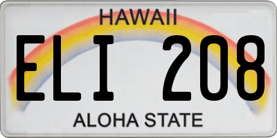 HI license plate ELI208