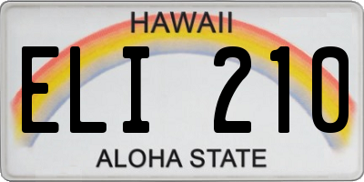 HI license plate ELI210