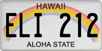 HI license plate ELI212