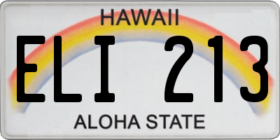 HI license plate ELI213