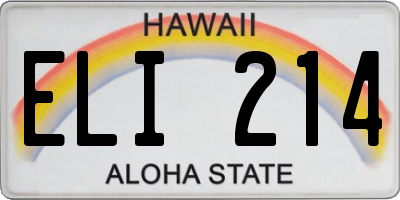 HI license plate ELI214