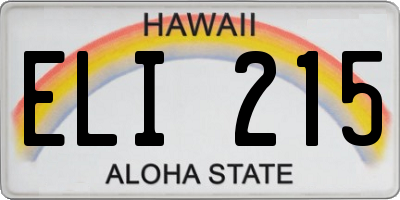 HI license plate ELI215