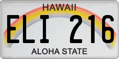 HI license plate ELI216