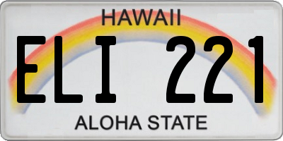 HI license plate ELI221