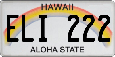 HI license plate ELI222