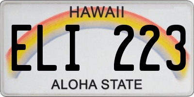 HI license plate ELI223