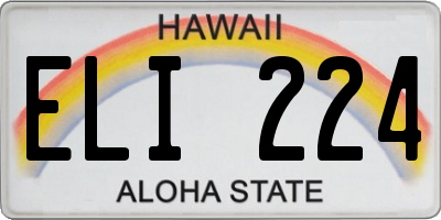 HI license plate ELI224