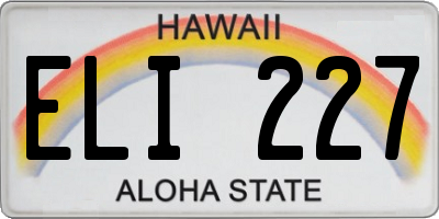 HI license plate ELI227