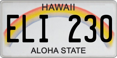 HI license plate ELI230