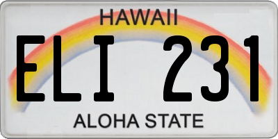 HI license plate ELI231