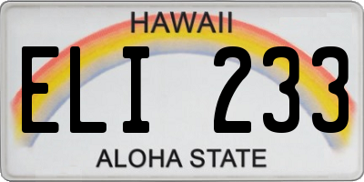 HI license plate ELI233