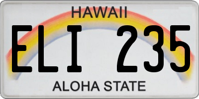 HI license plate ELI235