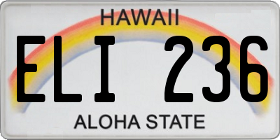 HI license plate ELI236
