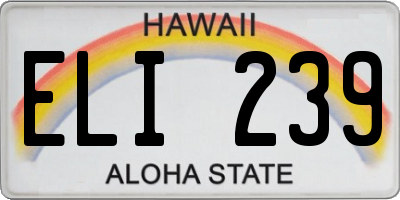 HI license plate ELI239