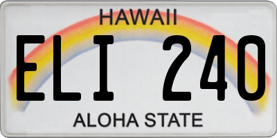 HI license plate ELI240