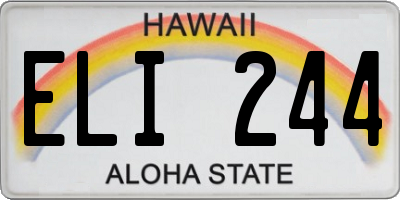 HI license plate ELI244