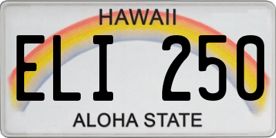 HI license plate ELI250