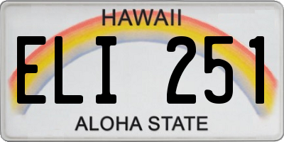 HI license plate ELI251