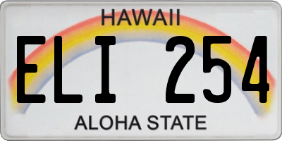 HI license plate ELI254