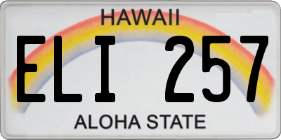 HI license plate ELI257
