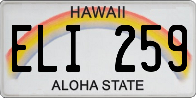 HI license plate ELI259