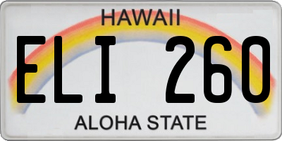 HI license plate ELI260
