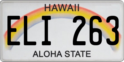 HI license plate ELI263