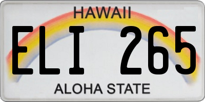 HI license plate ELI265