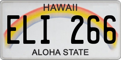 HI license plate ELI266