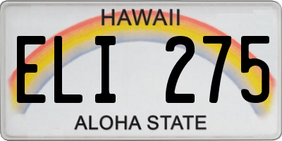 HI license plate ELI275