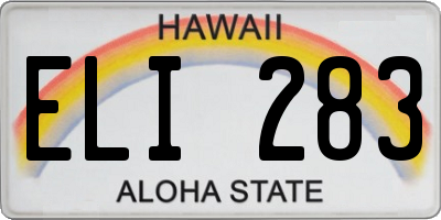 HI license plate ELI283