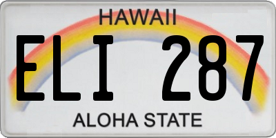 HI license plate ELI287