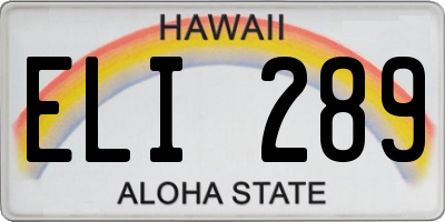 HI license plate ELI289