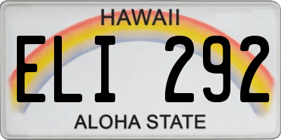 HI license plate ELI292
