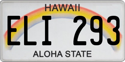 HI license plate ELI293