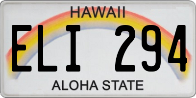 HI license plate ELI294