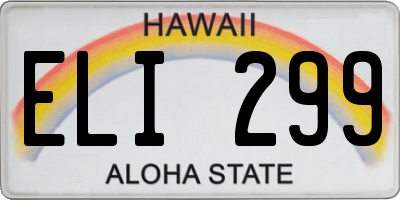 HI license plate ELI299