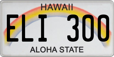 HI license plate ELI300