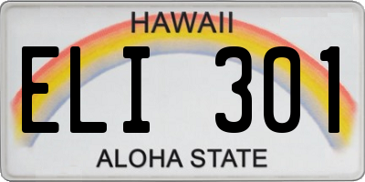 HI license plate ELI301
