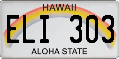 HI license plate ELI303