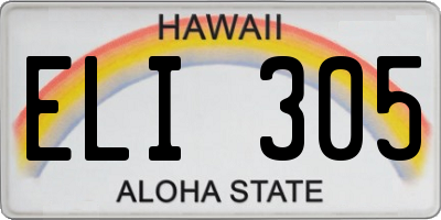 HI license plate ELI305
