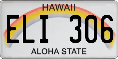 HI license plate ELI306