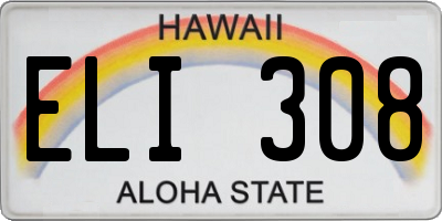 HI license plate ELI308
