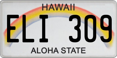 HI license plate ELI309
