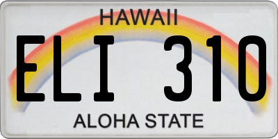 HI license plate ELI310