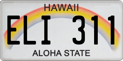 HI license plate ELI311