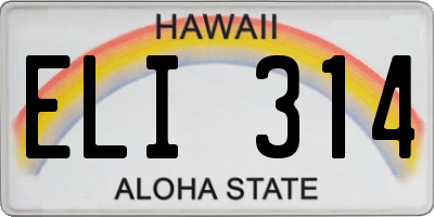 HI license plate ELI314