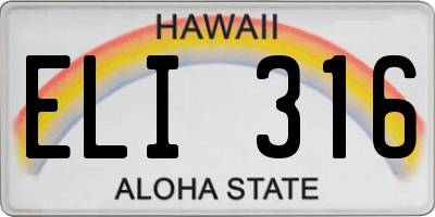 HI license plate ELI316