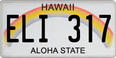 HI license plate ELI317
